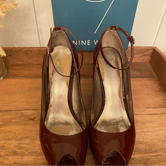 NINE West Deep Red Patent Leather high heel shoes - Picture 10 of 11